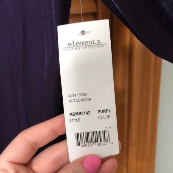 Dark Purple Dress Blouse with Diamond Buttons - Picture 3 of 4